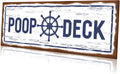 Jetec POOP DECK Sign Nautical Nursery Wall Decor Rustic Beach Bathroom Wood Sign Nautical Boat Decor Ocean Coastal Theme Decorations for Home Hanging for Ocean Bathroom 15.7 x 5.9 Inch(White)