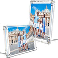 NIUBEE Picture Frames 5x7 Acrylic, Clear Photo Frame for Living Room, Diamond Edge Design, Magnetic Family Thick Desktop floating Frame, 3 Pack