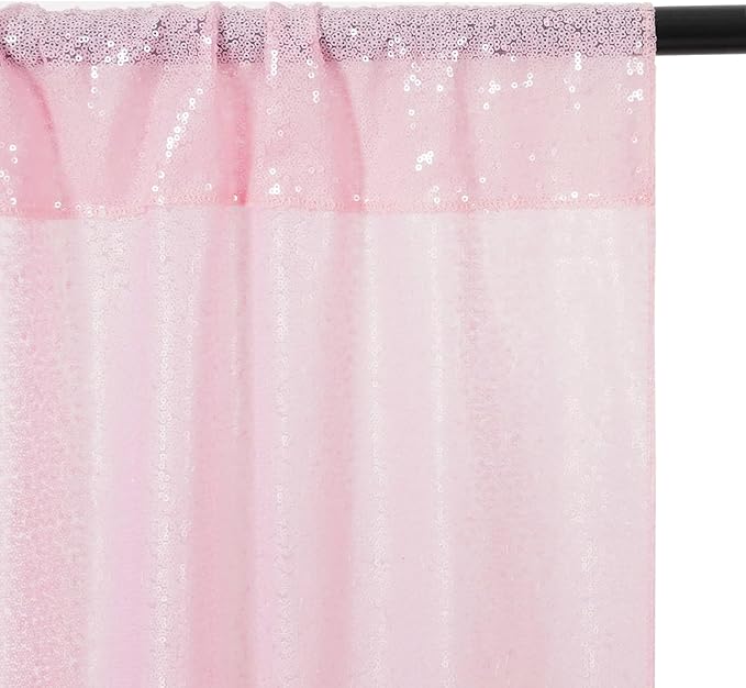 Eternal Beauty Pink Sequin Backdrop, 7x7 Ft Glitter Background Curtains for Shimmer Photography Party Wedding Birthday Back Drop Decor