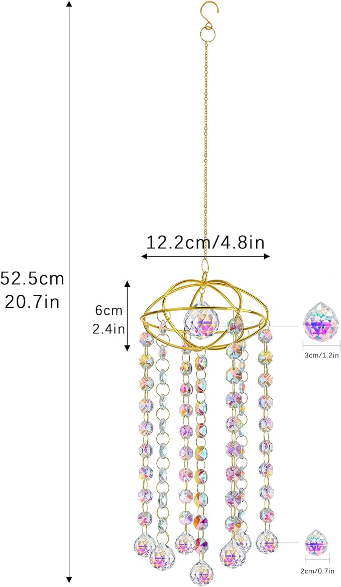H&D HYALINE & DORA Planet Shape Gold Crystal Suncatcher Crystal Ball Prism Suncatcher Sun Catcher Windchime Indoor Outdoor Decor