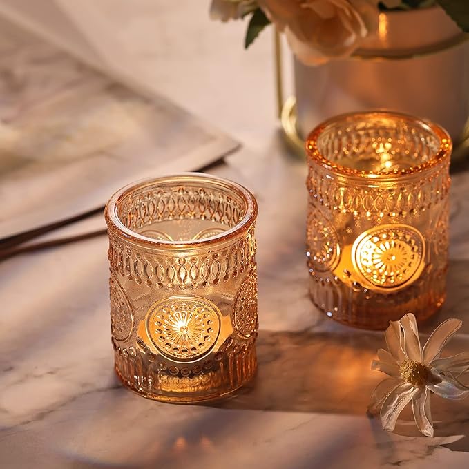 DARJEN Gold Votive Candle Holders Set of 36- Glass Candle Holders Bulk for Table Centerpiece, Tea Lights Candle Holders for Wedding Shower, Party, Home Decor