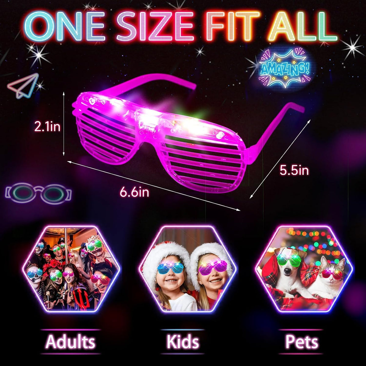 SHQDD 75PCS LED Glasses, Light Up Glasses, 5 Colors party glasses with 3 Ligh...