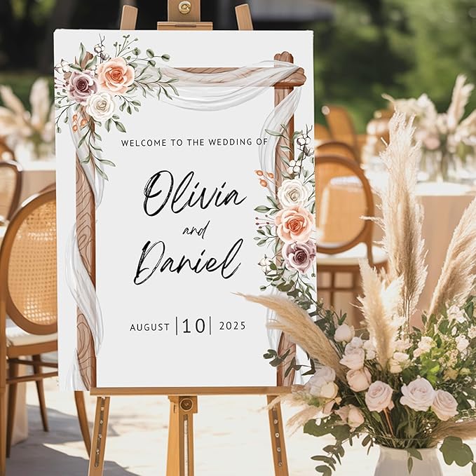 Personalized Welcome Wedding Sign for Celebration Decor, Custom Weddings Reception Signs, Corrugated Plastic for Bride & Groom, Entrance Sign Wedding Canvas, Wall Art for Bridal Party