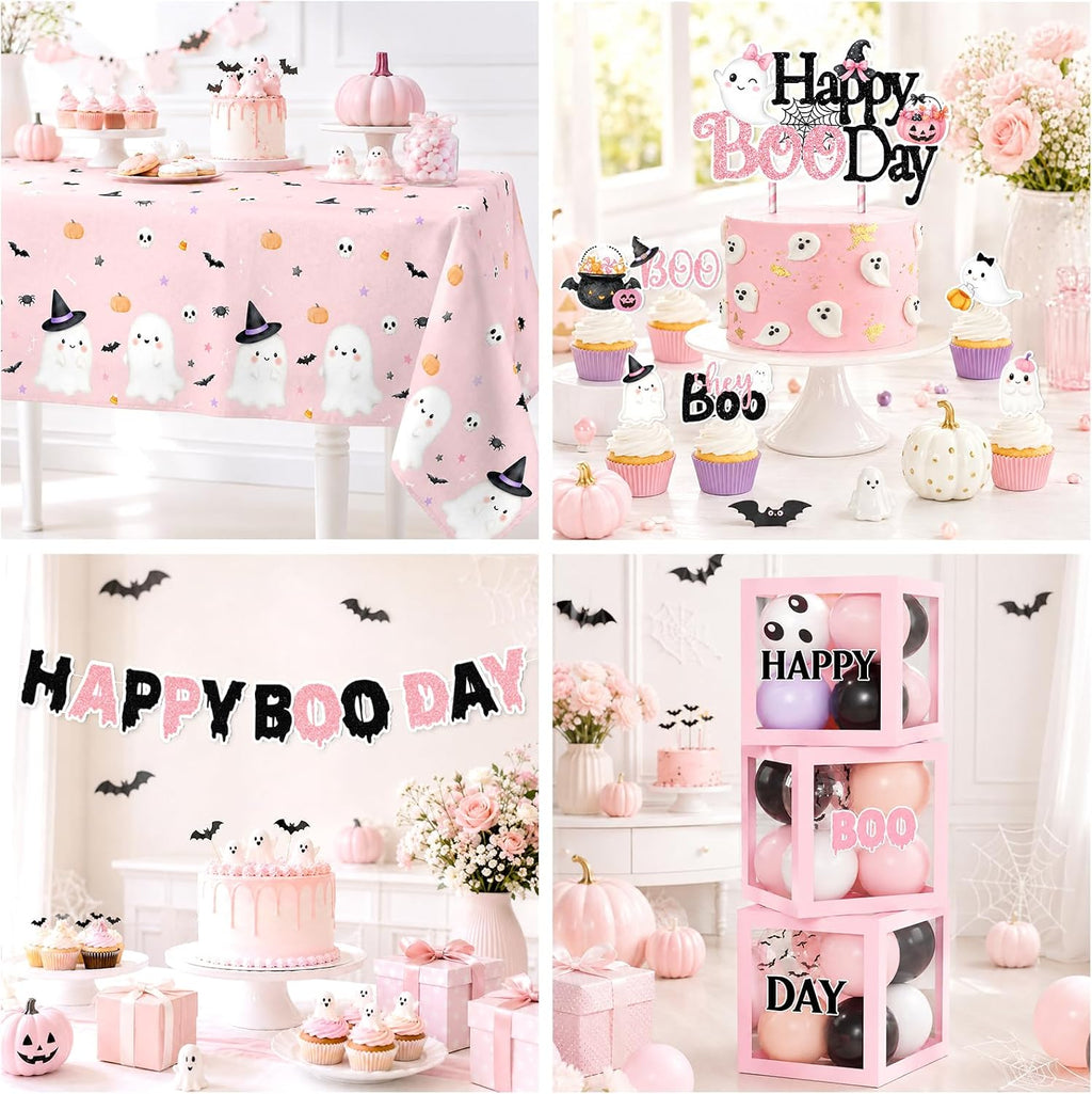 pink halloween party decorations kit halloween happy boo, close-up detail