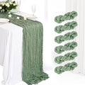6Pcs Sage Green Cheesecloth Table Runner 120 Inch Green Cheesecloth Table Runner10FT Sage Table Runner Boho CheeseClothTable Runner forWedding Party Baby Shower Birthday Home Decor Holiday Decorations