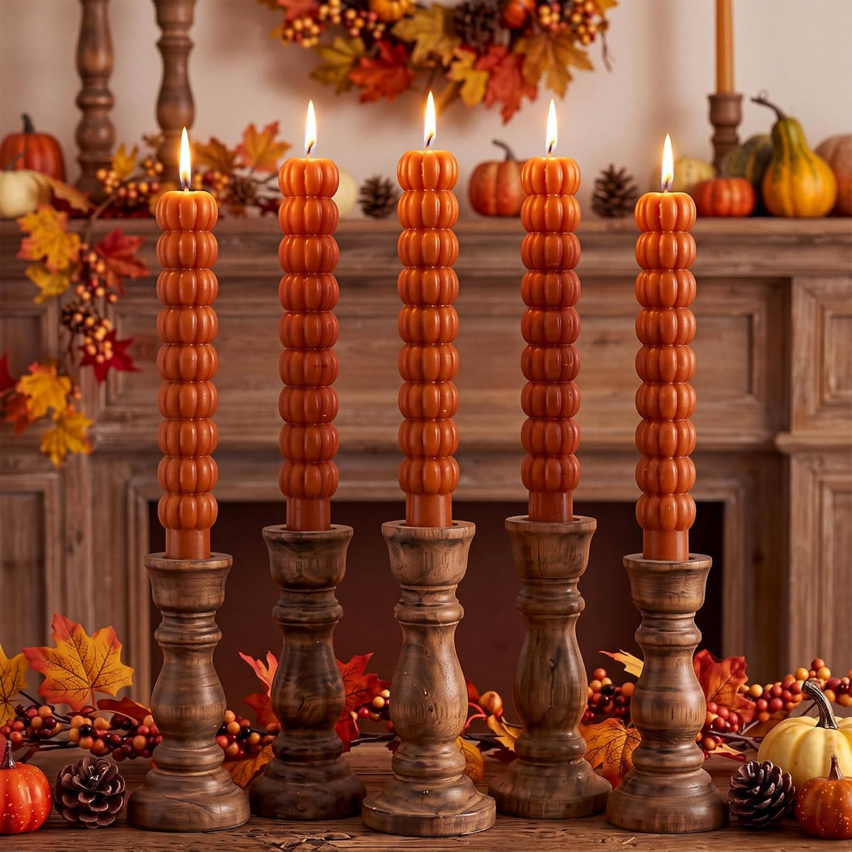 6 Pcs Thanksgiving Candlesticks Fall Taper Candles Pumpkin Decor Gifts