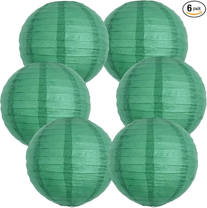 BEISHIDA 12-Inch Green Round Paper Lanterns Hanging Decorative Chinese Paper Lanterns Lamp for Birthday Wedding Party Irish Party Saint Patricks Day Decoration and Baby Bridal Shower（6 Packs）