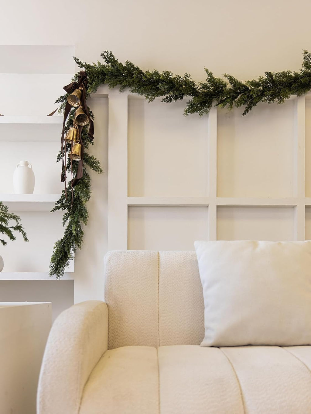 9ft handmade christmas garland,cedar artificial greenery cypress pine, side view