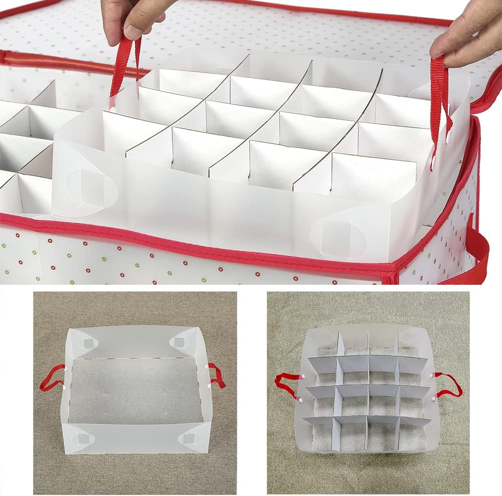 Sattiyrch Plastic Christmas Ornament Storage Box with Trays,Customizable Dividers, Dust-Proof Durable Ornament Organizer Holder,Christmas Storage Containers,Holds 128 x 3 inch Ornaments