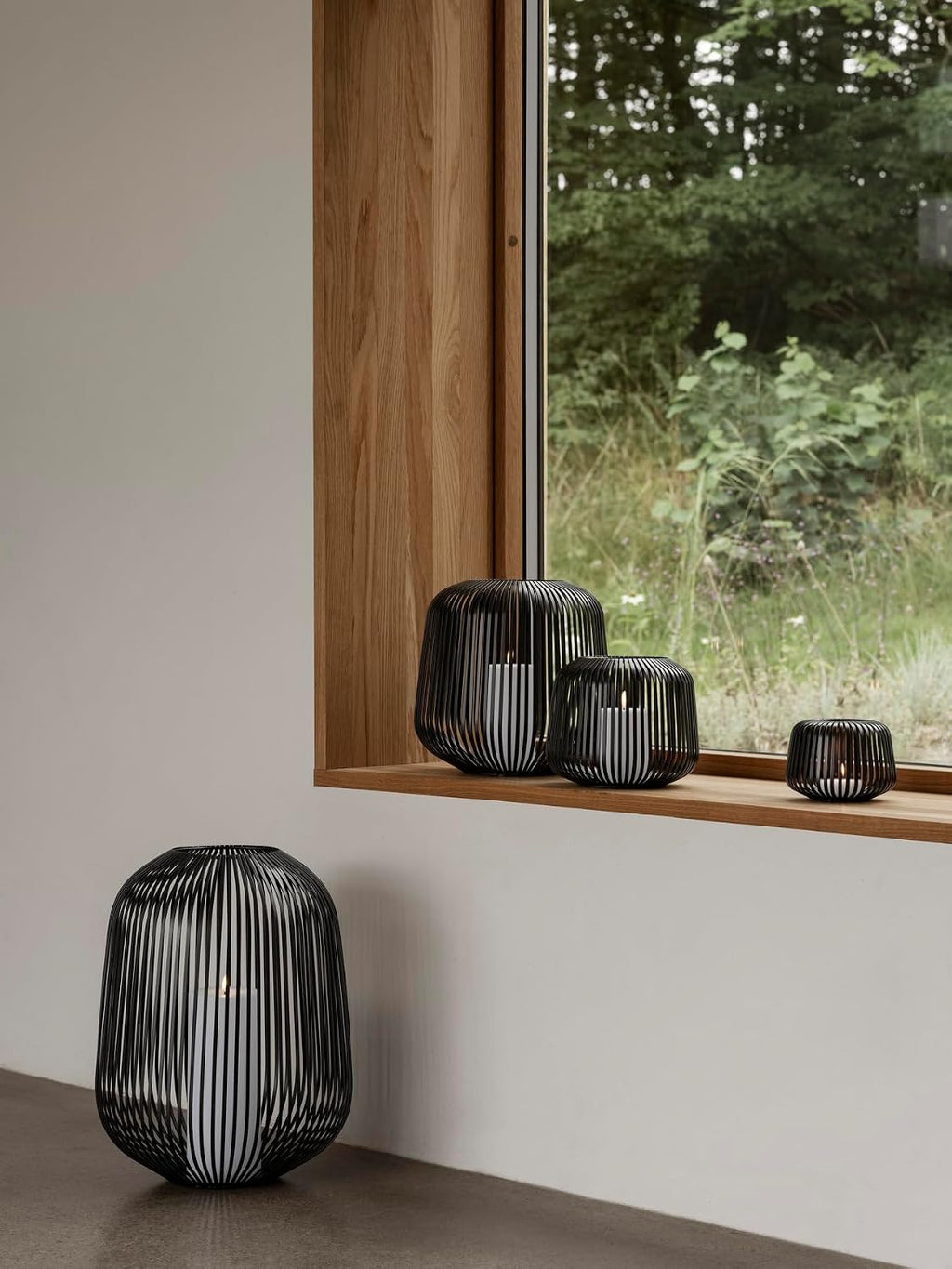 blomus Lito Lantern Black Size S 20 L x 20 W x 17 H cm Candle Holder Black Stainless Steel Lantern Decoration Indoor Lantern