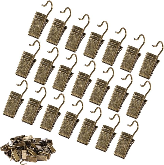 JANYUN 120 Pack Clip Hook Set Curtain Clips for Picture Home Decoration Art Craft Outdoor Dispaly Hang Light Clip