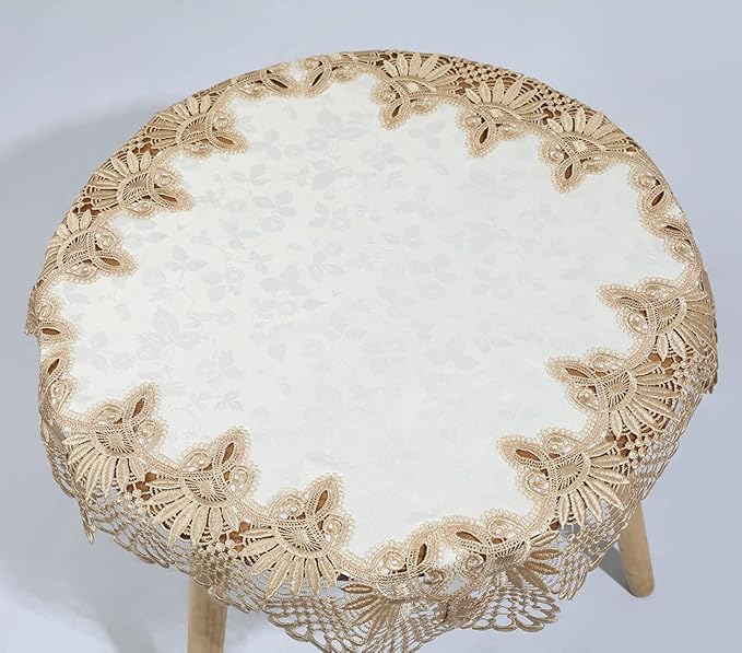 vctops Damask Lace Patchwork Tablecloth Luxury Square Small Table Cover Elegant Floral Embroidered Lace Table Cloth for Party Kitchen Dinning Picnic Decoration (Type B,22"x22")