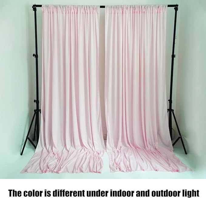 10 x 10 Feet Light Pink Backdrop Curtain for Partie, Background Curtains for Photoshoot, Birthday, Wedding, Halloween, Thanksgiving, Christmas Day, New Year Party Decorations 5Ft x 10Ft, 2 Panels