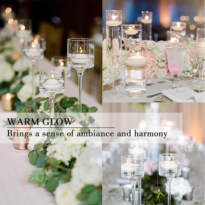 50 Floating Candles, Smoke-Free and odorless, Burning continuously for 5-6 Hours, White, 2-inch Floating Candles, Suitable for Valentine's Day, Weddings, Holidays, Home Decoration……