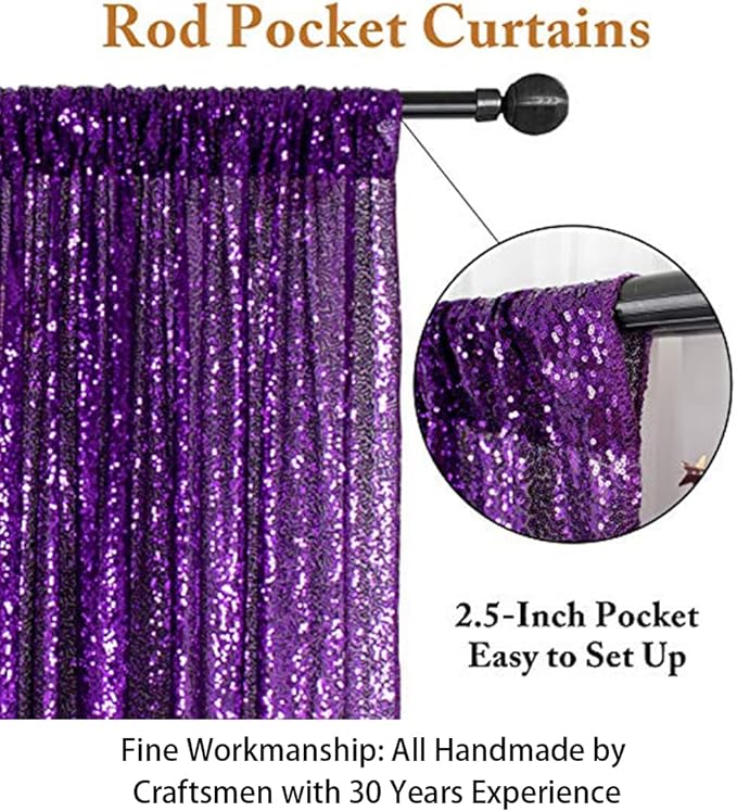 ShinyBeauty Sequin Backdrop 8ftx10ft Royal Purple Sequin Fabric Drapes Sparkle Backdrops for Photoshoot Glitter Curtain for Birthday Party Background