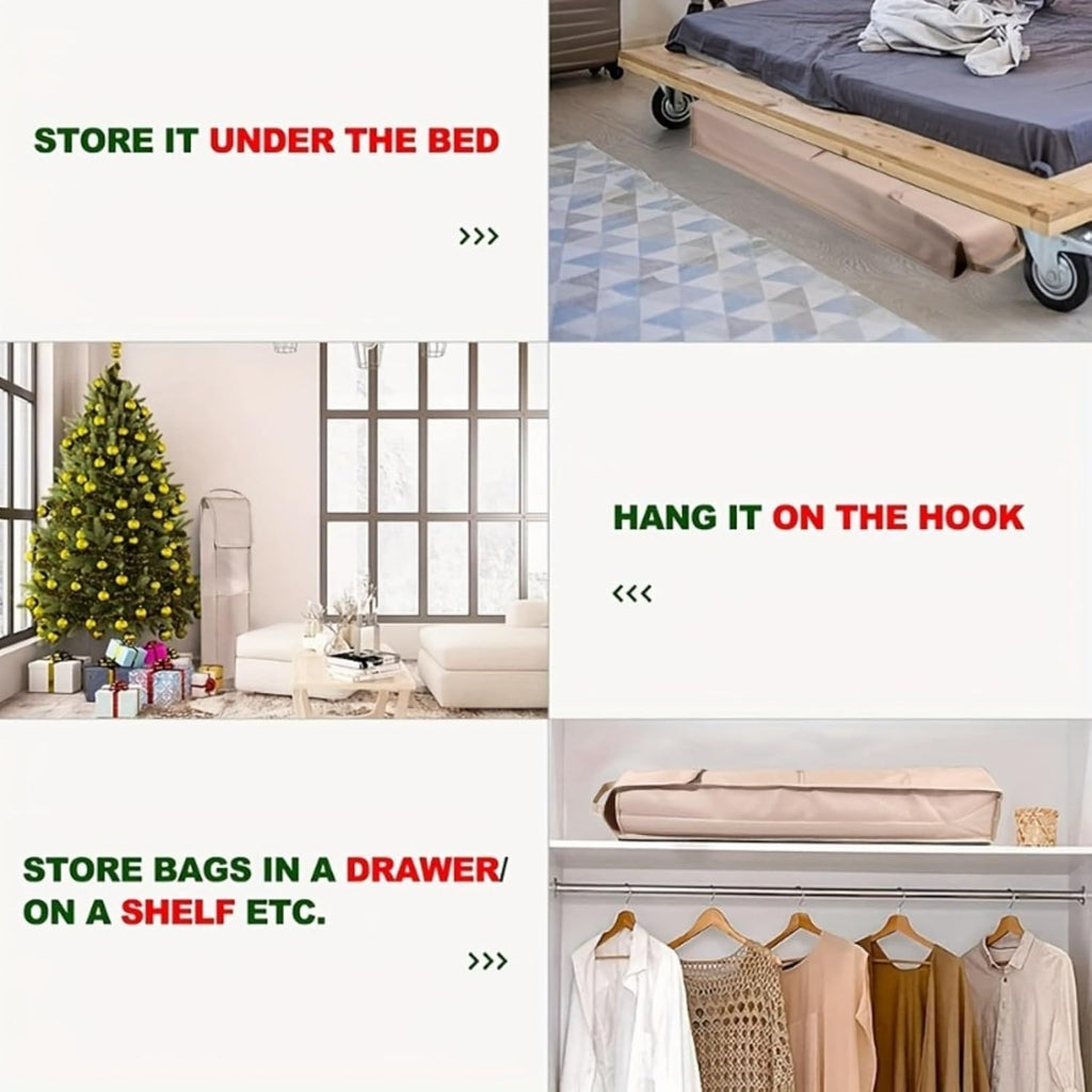1pc Oxford Wrapper Storage Bag with Pockets, Multiple compartments for 9 Standard Rolls Christmas and wrap Storage, Christmas Best, Gift wrap Storage, Party Supplies, Organized packagin