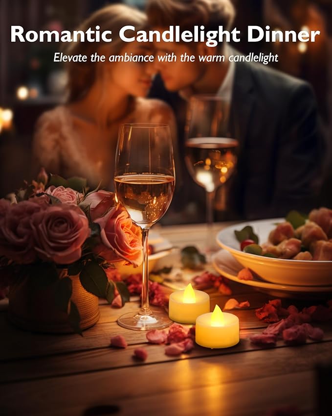 Homemory 50-Pack Flameless LED Tea Lights Candles Battery Operated, 200+Hour Fake Electric Candles TeaLights for Votive, Halloween, Ofrenda, Diya, Wedding Centerpiece Table Decor, Funeral, Christmas