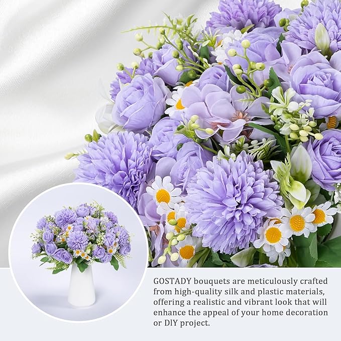 12 Packs Peonies Artificial Flowers,Silk Artificial Peonies Flowers Fake Peony Faux Floral Arrangements Bouquet for Centerpiece Table Wedding Party Home Decor Purple