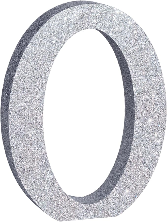 TONIFUL 8 Inch Silver Glitter Letter O Table Centerpiece A-Z Silver Birthday Party Decorations,Silver Alphabet O for Birthday,Chrismas,Graduation,Bridal Shower,Wedding,Anniversary Party Supplies