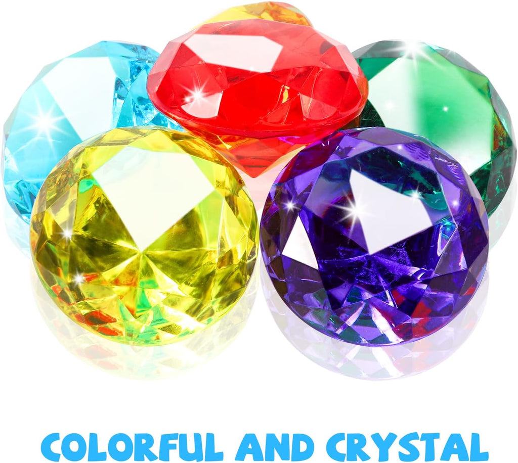 Niceup 26pcs Large Diving Gems Fake Plastic Gemstones Diamond Toys for Kids Girls Princess Pirate Mermaid Party Favors Bag Treasure Hunt Toy - 1.57in Assorted Colors