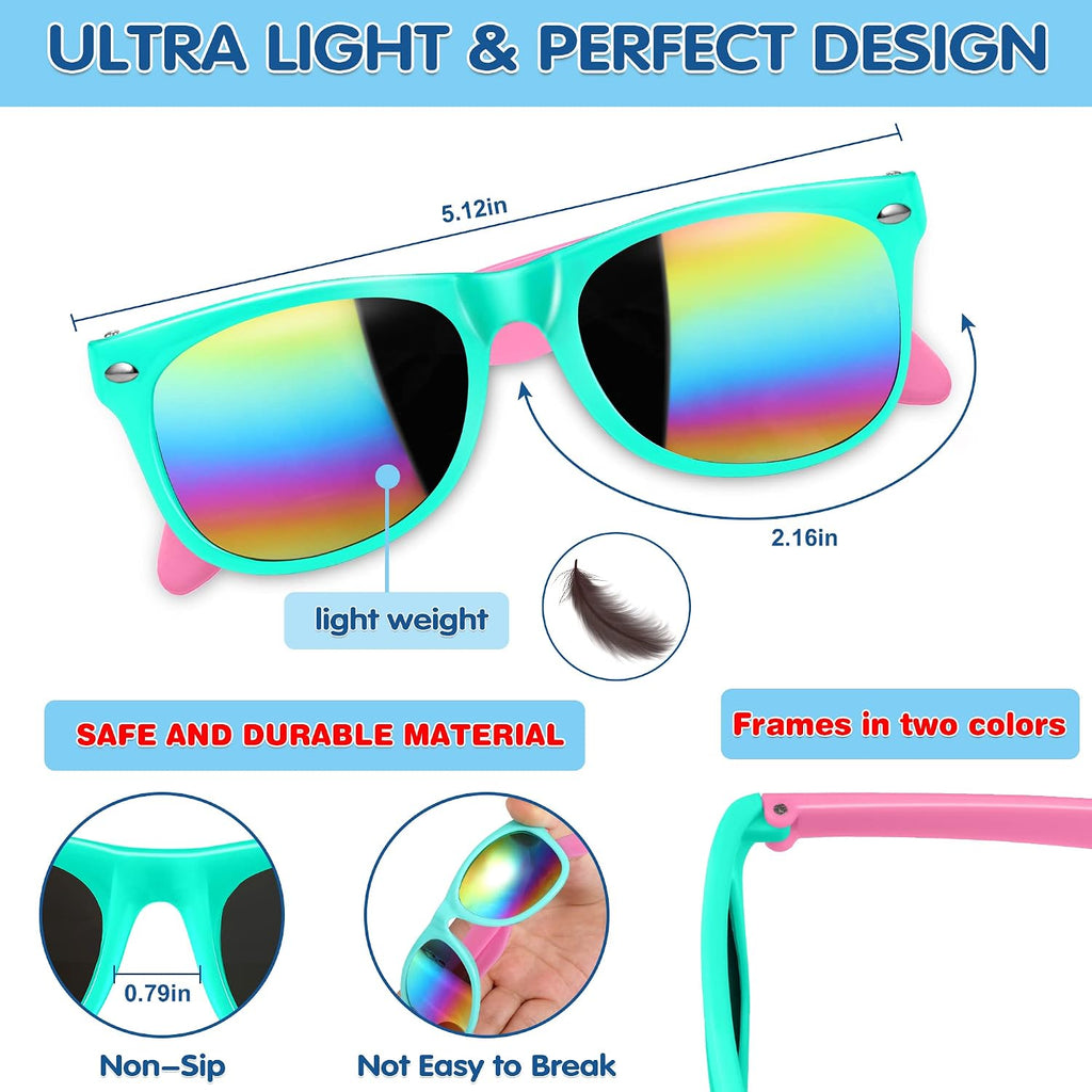 GINMIC Kids Sunglasses Bulk Party Favors, 12Pack Valentines Day Gifts UV 400 Protection Neon Sunglasses for Boys and Girls, Party Favor, Birthday Classroom Goodie Bags Party Supplies.