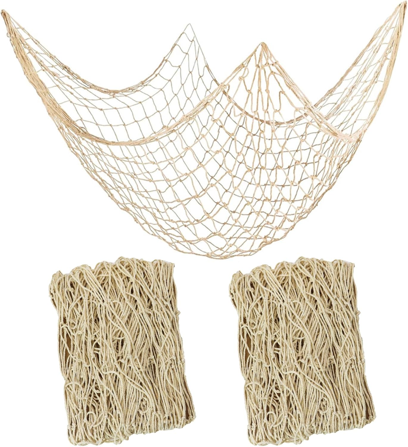 2 PCS Fish Net Decorations, 80 x 40 Inch, Ocean Themed Party Decor Beach, Nautical Wall Hanging Fishing Net for Coastal Bedroom, Bathroom, or Under The Sea Party Decorations