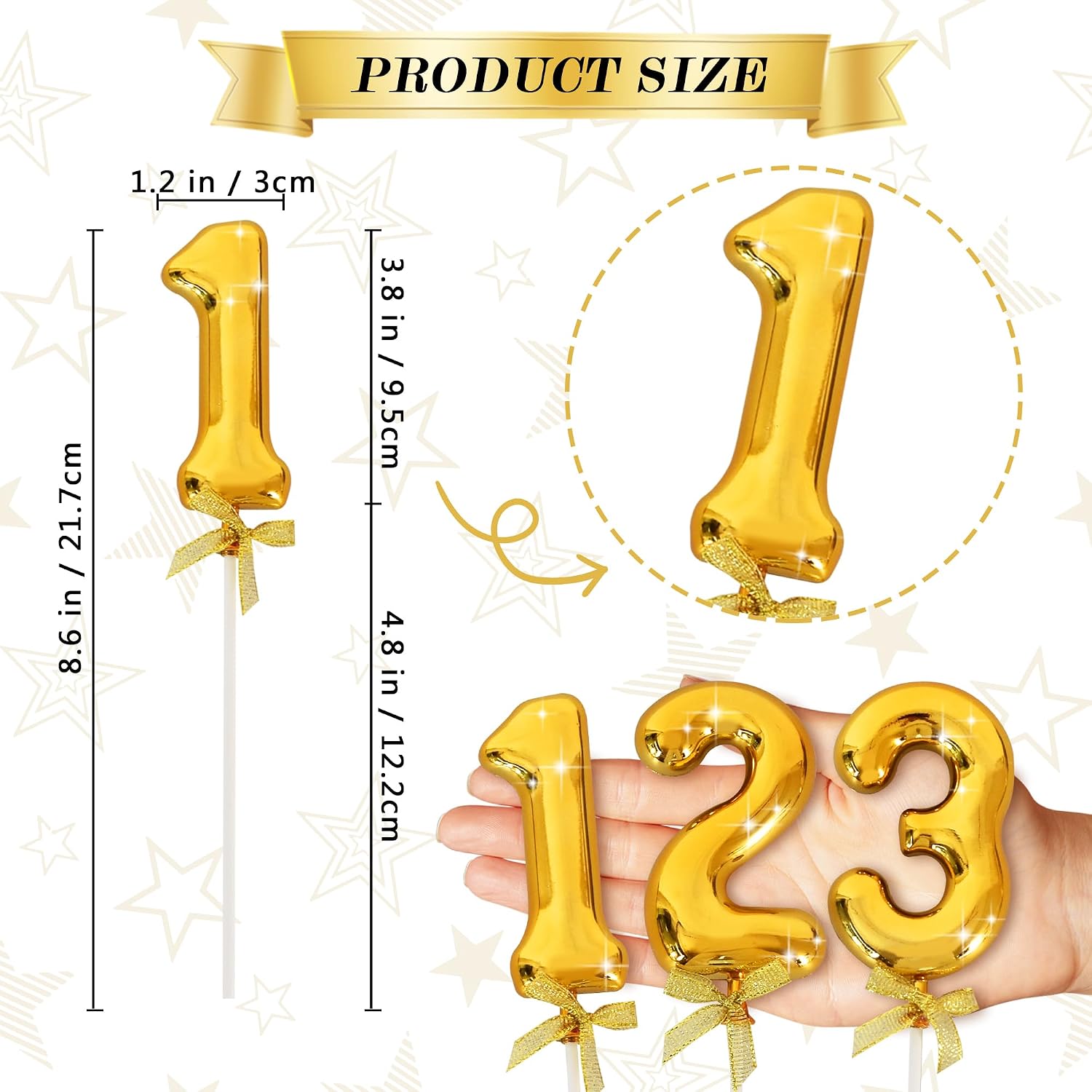 BEISHIDA 3D Number Cake Topper Gold 1 Numbers Happy Birthday Cake Topper 1st Birthday Cake Toppers for Party Wedding Anniversary Decorations(1Pcs Only)