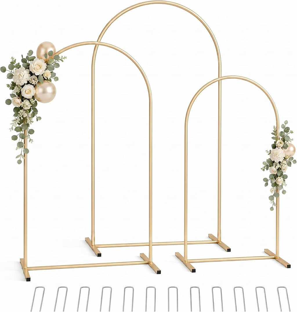gold metal arch backdrop stand set of 3, main product view