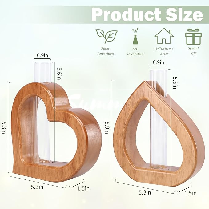 Plant Propagation Stations 2 PCS Wall Hanging Planters for Indoor Plants Glass Tubes Home Decorations Gifts Terrarium Plants Live