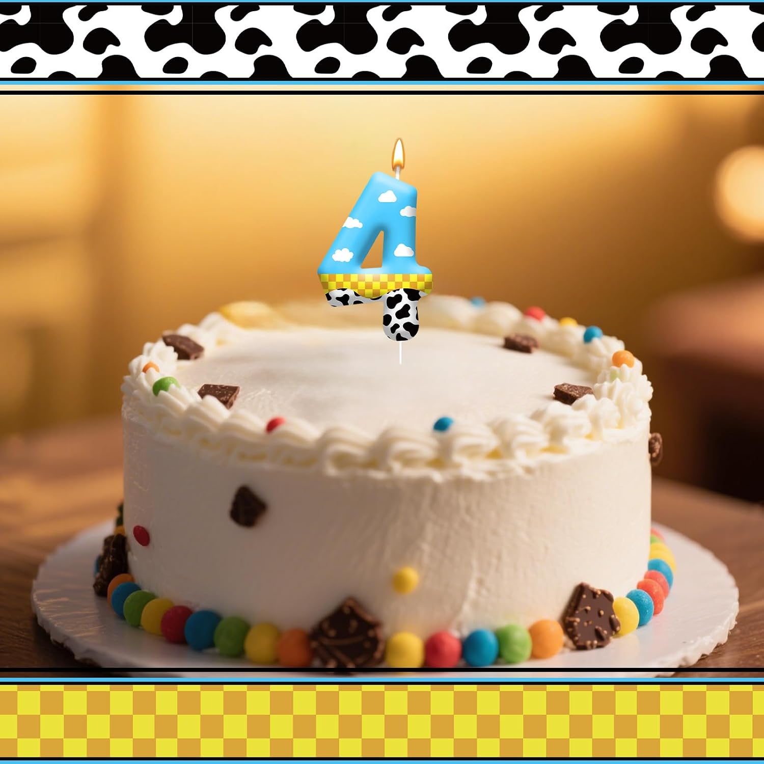 Toy Inspire Game Story Birthday Candles for Kids -Toy Themed Cake Topper Decorations,Party Supplies for Children's Birthday Celebrations(Number 4)