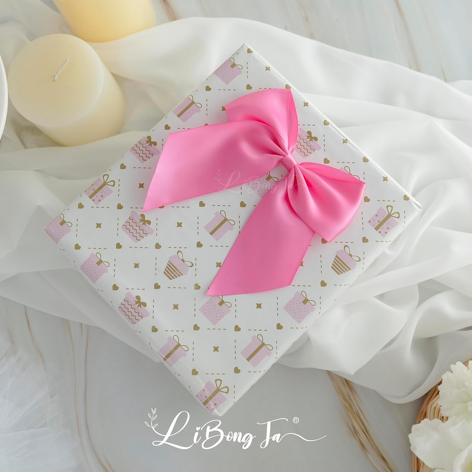 24 PCS Hot Pink Bows 5" Pre-Tied Fuchsia Pink Satin Ribbon Twist Tie Bow for Gift Wrapping Candy Treat Bags Crafts Baby Shower Birthday Party Favors Wedding Decor