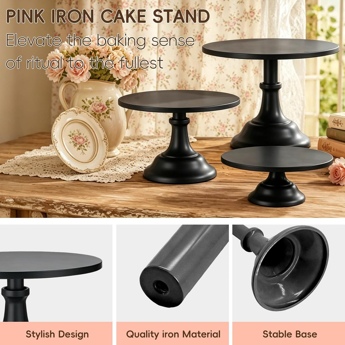 3 Pcs Cake Stand Set,8"/10"/12" inch，Metal Cupcake Holders Sta...