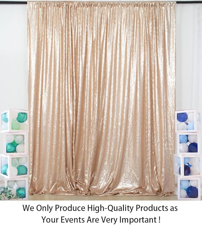 ShinyBeauty PHOTOBOOTH Backdrop Best Choice 4FTx7FT Champagne Sequin Fabric, Copper Sequin Curtains, Wedding Photography Backdrop (Buy it Now)