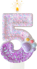 Pink Cat and Dog Paw Birthday Number Candles, Cupcake Decorations, Dog Theme Candles, Suitable for Party Celebrations, Birthday Decoration Supplies (Number 5)