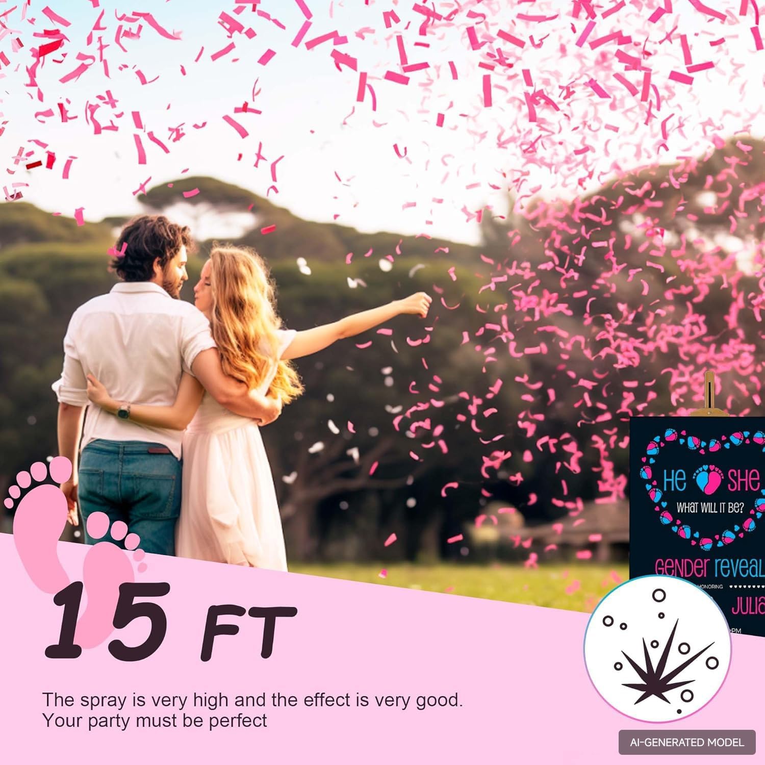 POPUPARTY 2 Pack Gender Reveal Confetti Cannon | 1 Pink & 1 Blue - Biodegradable Confetti Party Supplies Poppers, Ideal for Baby Boy or Girl Gender Reveal Decoration