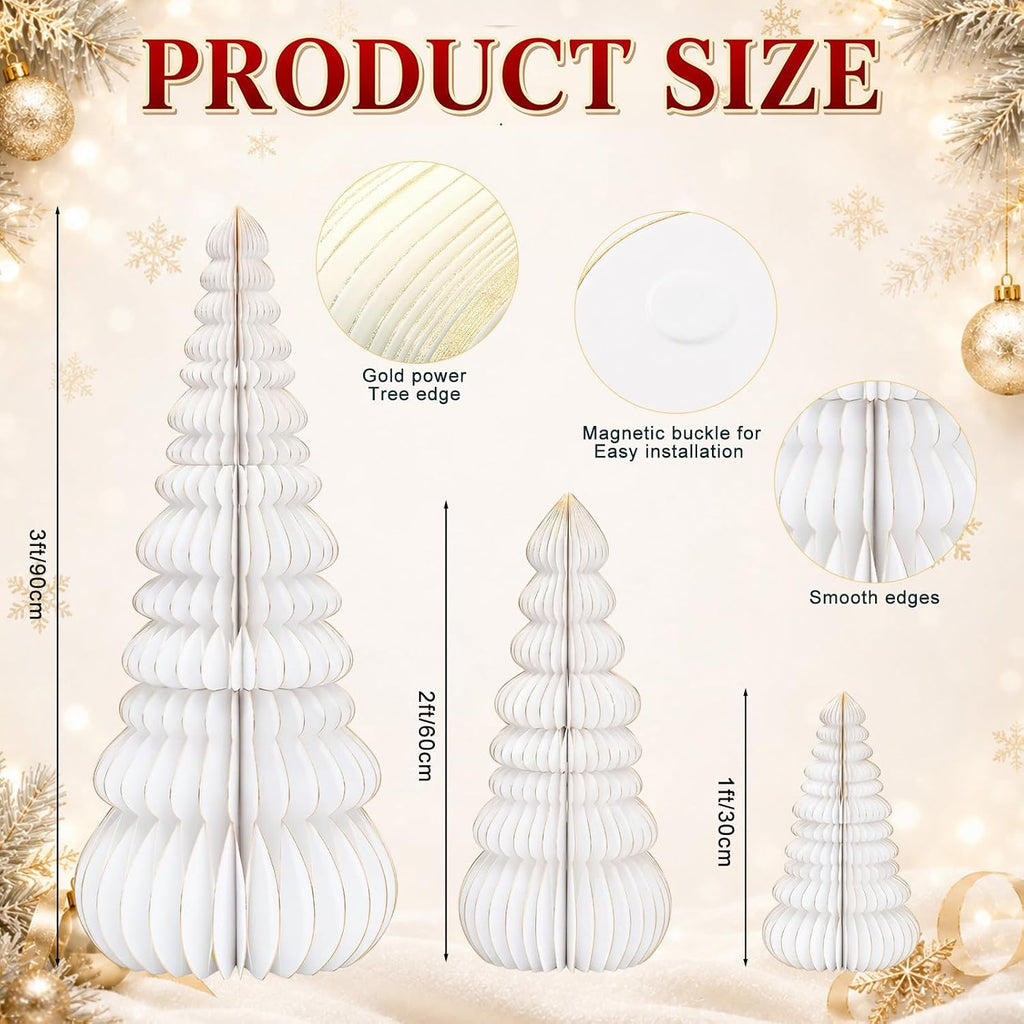 glikceil 3 set large honeycomb paper christmas tree, close-up detail