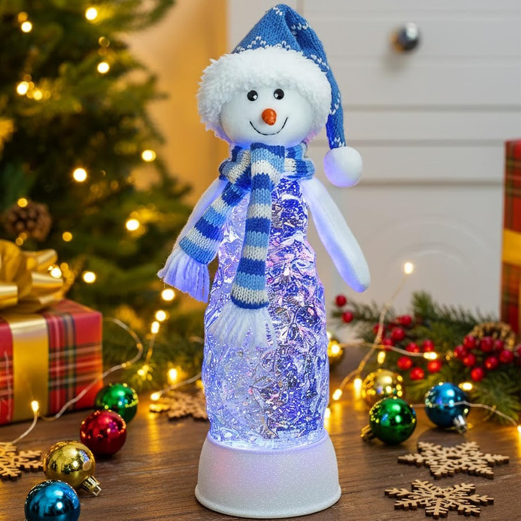 Christmas Snowman Decoration Snow Globe Lantern Indoor Decor Snowman Christmas with Music,6H Timer,USB Lined/Battery Operated Lighted Lantern for Festival Decoration Gifts