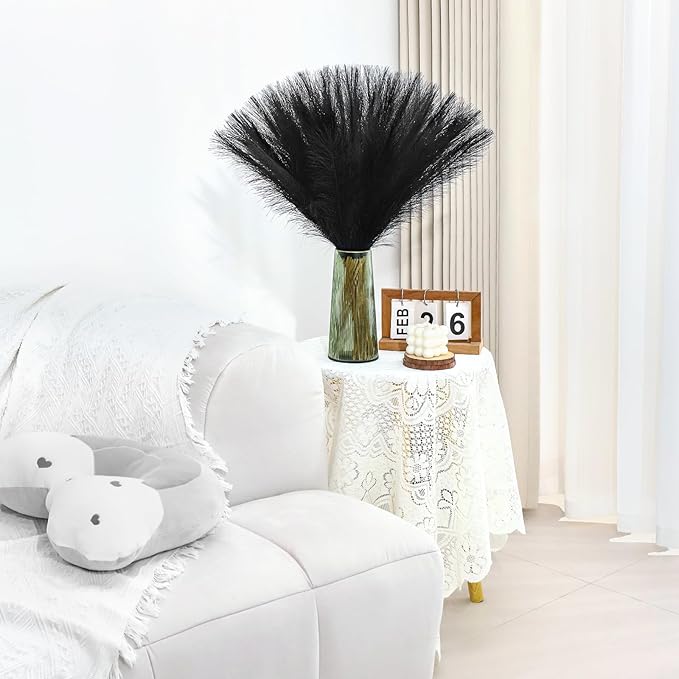 Black Pampas Grass Decor 30 Pcs 21.7 Inch Faux Pampas Grass Bulk Artificial Dried Flowers Small Vase Filler Pompas Grass.