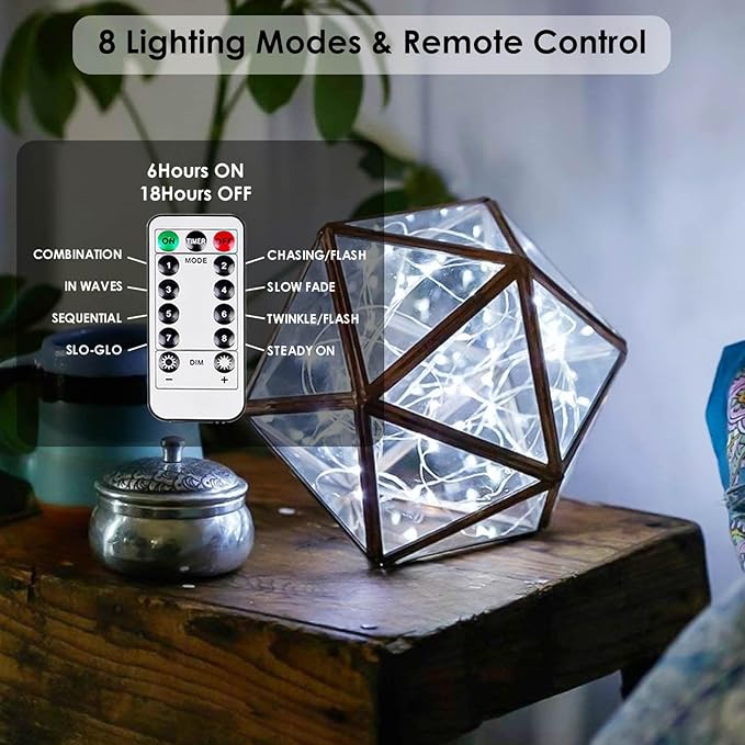 2-Pack Fairy Lights Battery Operated with Remote, Waterproof 66FT 200 LED Battery String Lights Outdoor Indoor, 8 Modes Twinkle Lights with Timer for Bedroom Wedding DIY Christmas Decor (Cool White)