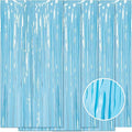 5 Pack Blue Foil Curtain Backdrop 3.2ft x 8.2ft Tinsel Foil Fringe Curtains Macaron Photo Booth Streamer Backdrop for Party Decorations Birthday Baby Shower Bachelorette Holiday Decor (Pastel Blue)