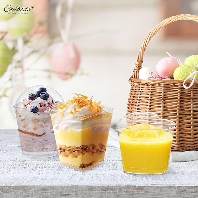 360 Pack 5oz 6oz Dessert Cups with Lids and Spoons, 3 Styles Clear Plastic Appetizer Cups for Halloween Party Disposable Mini Parfait Cups for Serving Fruit Trifle Mousse Ice Cream and Pudding