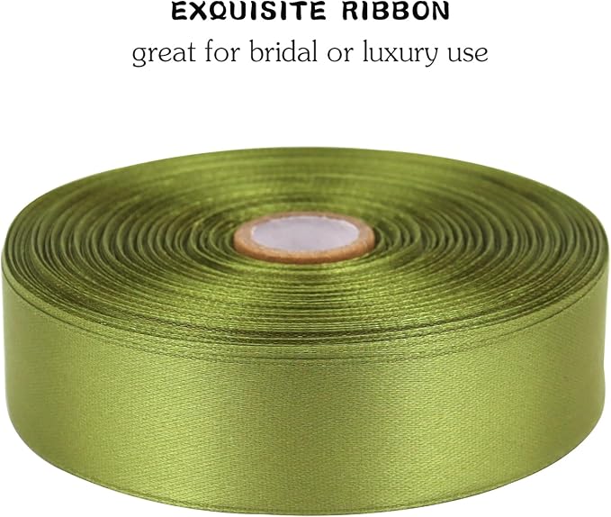 Light Green Solid Satin Ribbon 1 Inch 50 Yards Solid Polyester Fabric Ribbon for Gift Wrapping Wedding Christmas Baby Shower Birthday Party Decoration Handmade Immortal Flower Craft