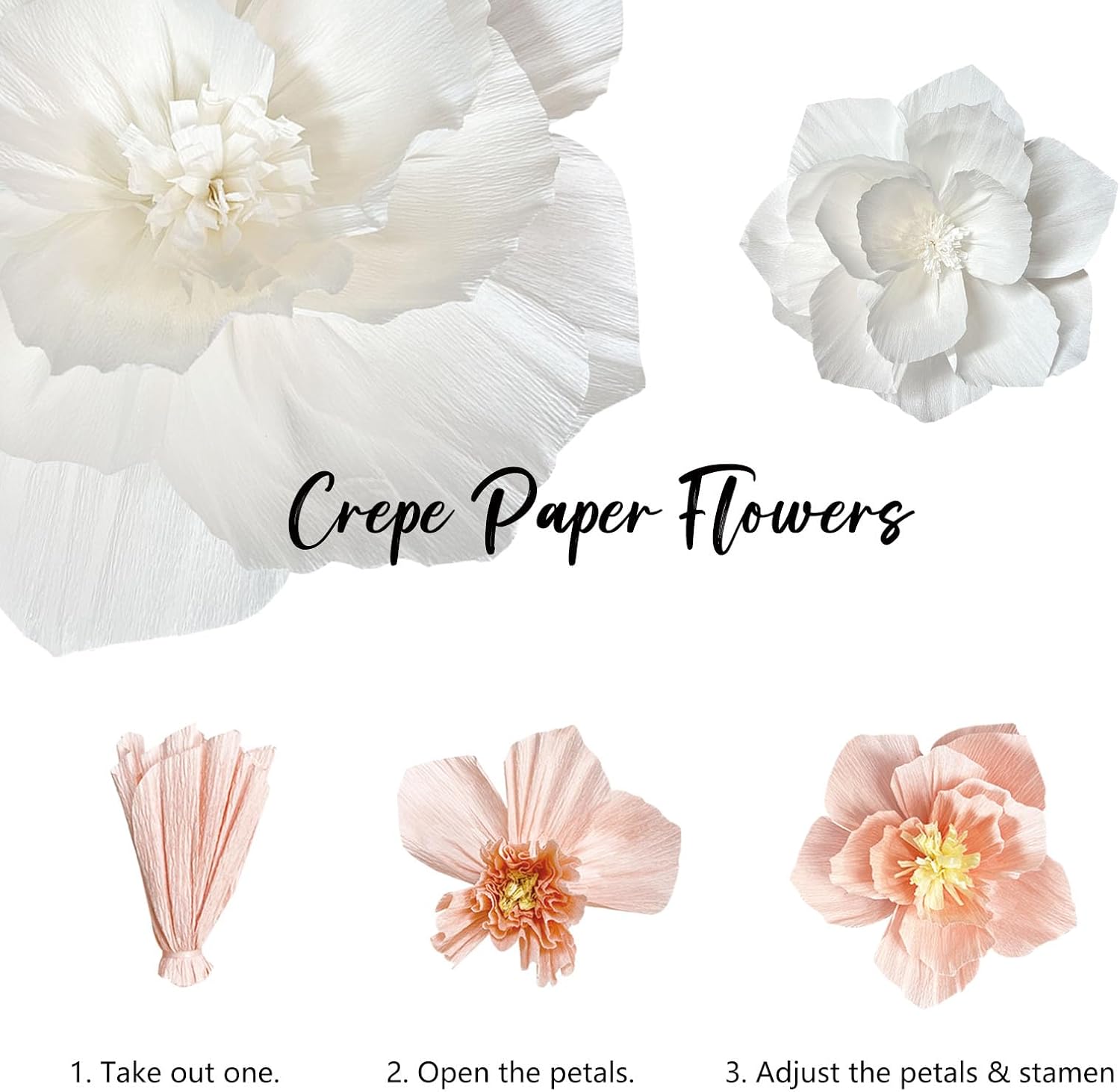 ANSOMO Bright Paper Flowers Artificial Crepe Tissue Wall Décor Fiesta Mexican Cinco De Mayo Wedding Birthday Bridal Baby Shower Classroom Luau Hawaiian Party Decorations