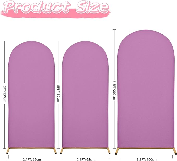 6.6FT Wedding Arch Covers Arch Backdrop Cover Arch Stand Covers Set Arch Cover Spandex Fabric Stretchy Backdrop for Wedding Birthday Party Decoration Baby Shower (Lilac)