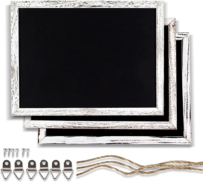 Chalkboard 12x16 inches, 3 Pack Non-Magnetic Blackboard, Rustic White Wooden Framed Chalkboards for Wedding, Kitchen and Home Decor