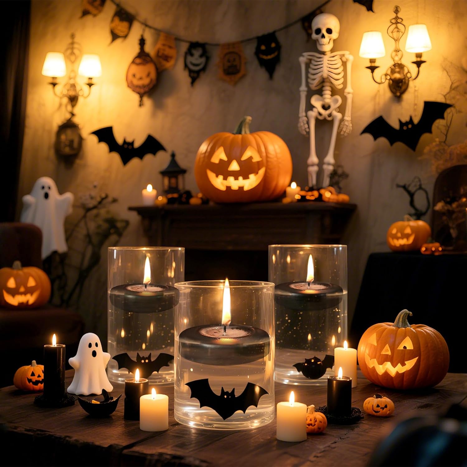 3 inch Floating Candles 36 Packs Black Floating Candles 8-9 Hours Floating Candle for Centerpieces 3” Water Candles for Cylinder Vases, Pool, Wedding, Party