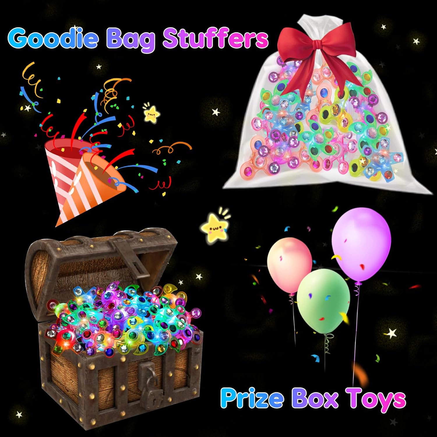 24PCS Light Up Fidget Spinner Rings Glow Party Favors Bulk for Kids 4-8 8-12 Birthday Goodie Treat Bags Stuffers Pinata Fillers Carnival Prizes Classroom Treasure Box Toys Back to School Student Gifts