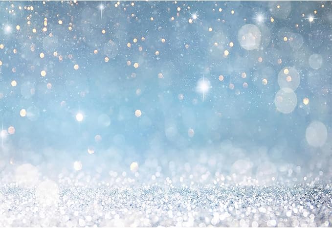 10x6.5ft Blue Bokeh (Not Glitter) Backdrops Birthday Party Abstract Golden Sparkling Spots Photography Background Baby Shower Wedding Prom Graduation Party Bokeh Decor Banner Photoshoot Props