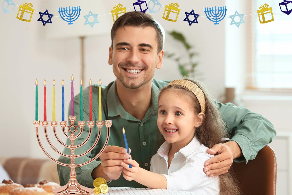 The Dreidel Company Menorah Candles Chanukah Candles 44 Colorful Hanukkah Candles for All 8 Nights of Chanukah Standard Size Fits Most Menorahs