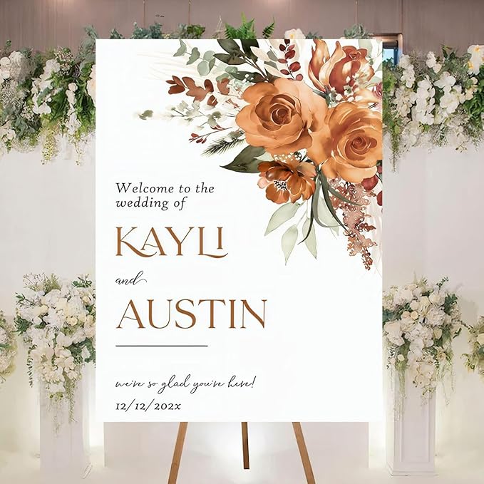 Personalized Welcome To Our Wedding Sign, Wedding Decorations, Flowers Wedding Sign #16, Vesion 16